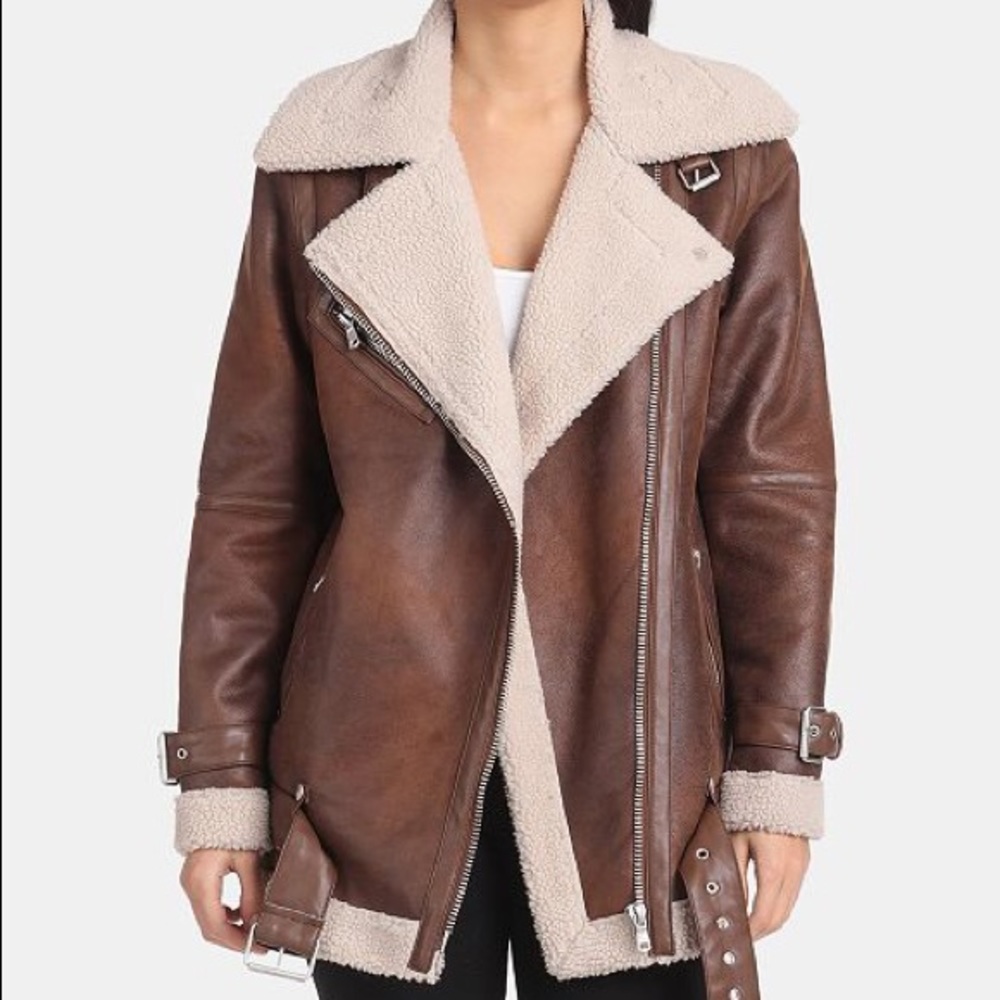 AVEC LES FILLES
Faux-Shearling Moto Jacket